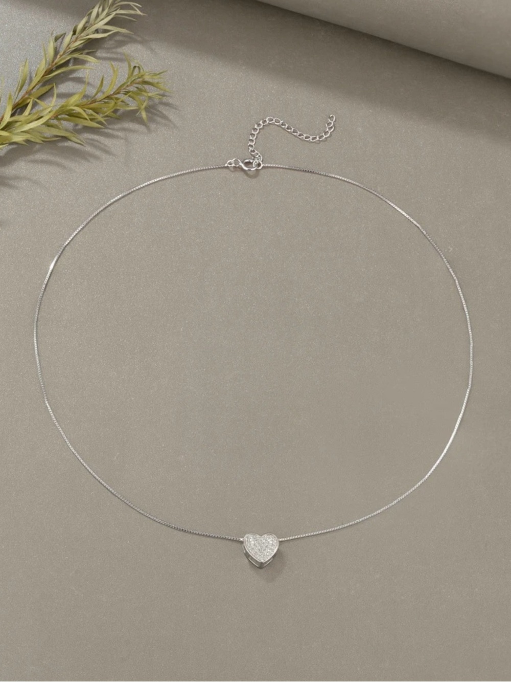 925 Sterling Silver Heart Necklace with Cubic Zirconia Pendant - Picture 3 of 3
